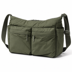 Sacoche Bandoulière Homme en Nylon à Poches Latérales, coloris vert kaki