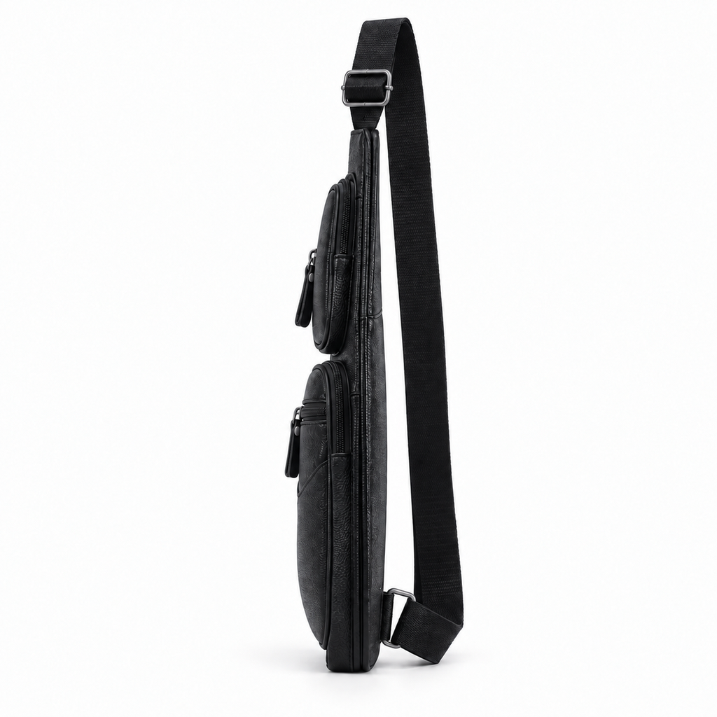 Sacoche Bandoulière Homme en Cuir Véritable Forme Demi-Lune, photo 3 sur 7