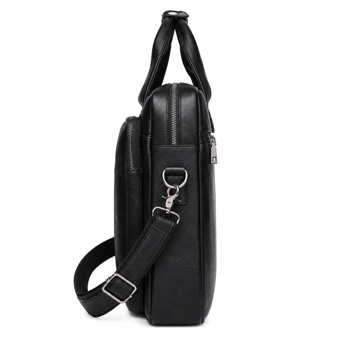 Sacoche Ordinateur Homme en Cuir de Vachette Noir 16 pouces, photo 2 sur 8