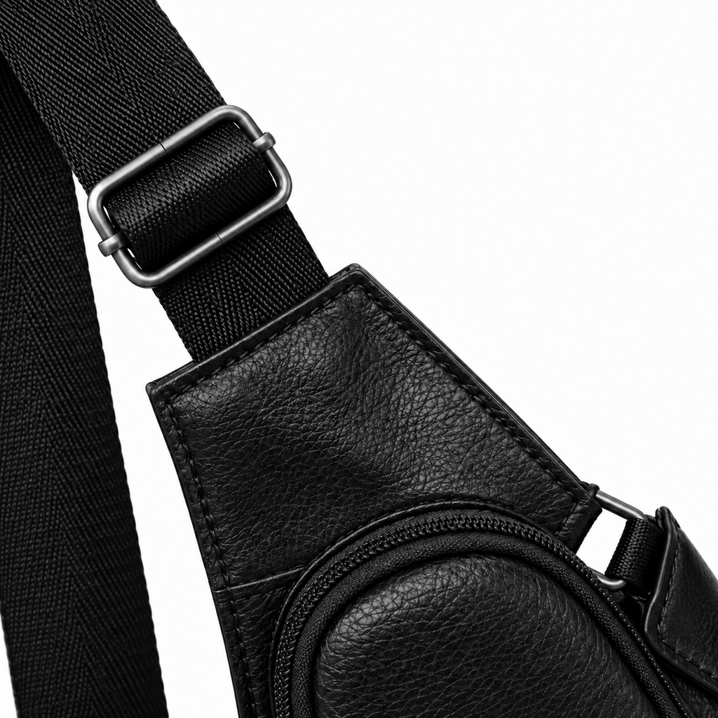 Sacoche Bandoulière Homme en Cuir Véritable Forme Demi-Lune, photo 4 sur 7