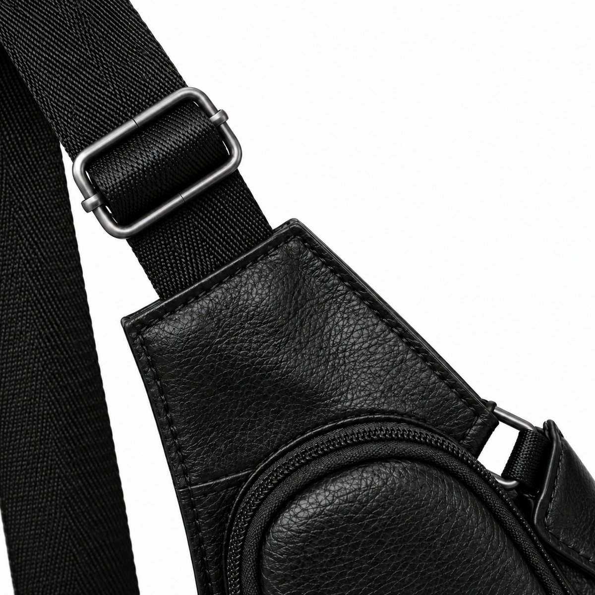 Sacoche Bandoulière Homme en Cuir Véritable Forme Demi-Lune, photo 4 sur 7