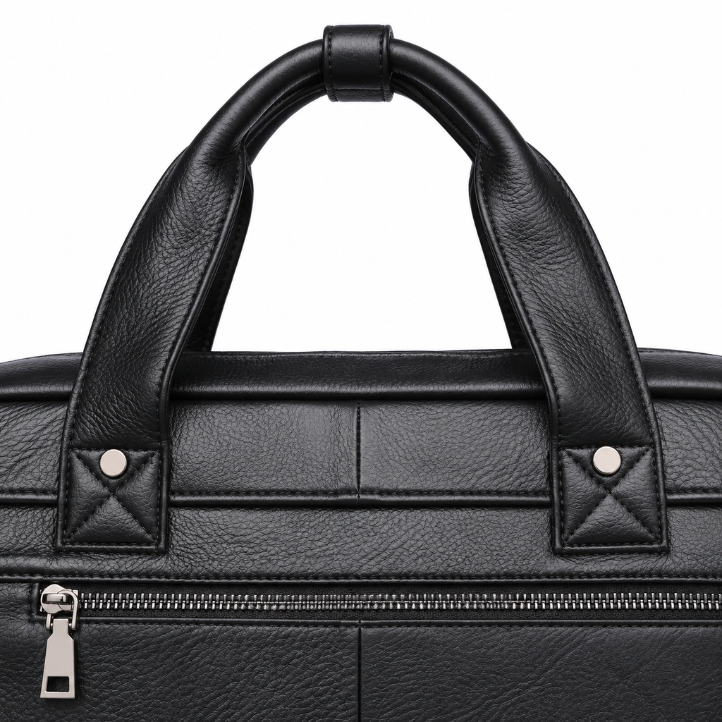 Sacoche Ordinateur Homme en Cuir de Vachette Noir 16 pouces, photo 3 sur 8