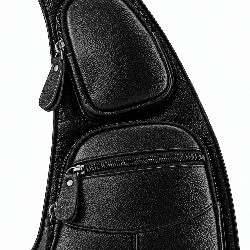 Sacoche Bandoulière Homme en Cuir Véritable Forme Demi-Lune, photo 5 sur 7