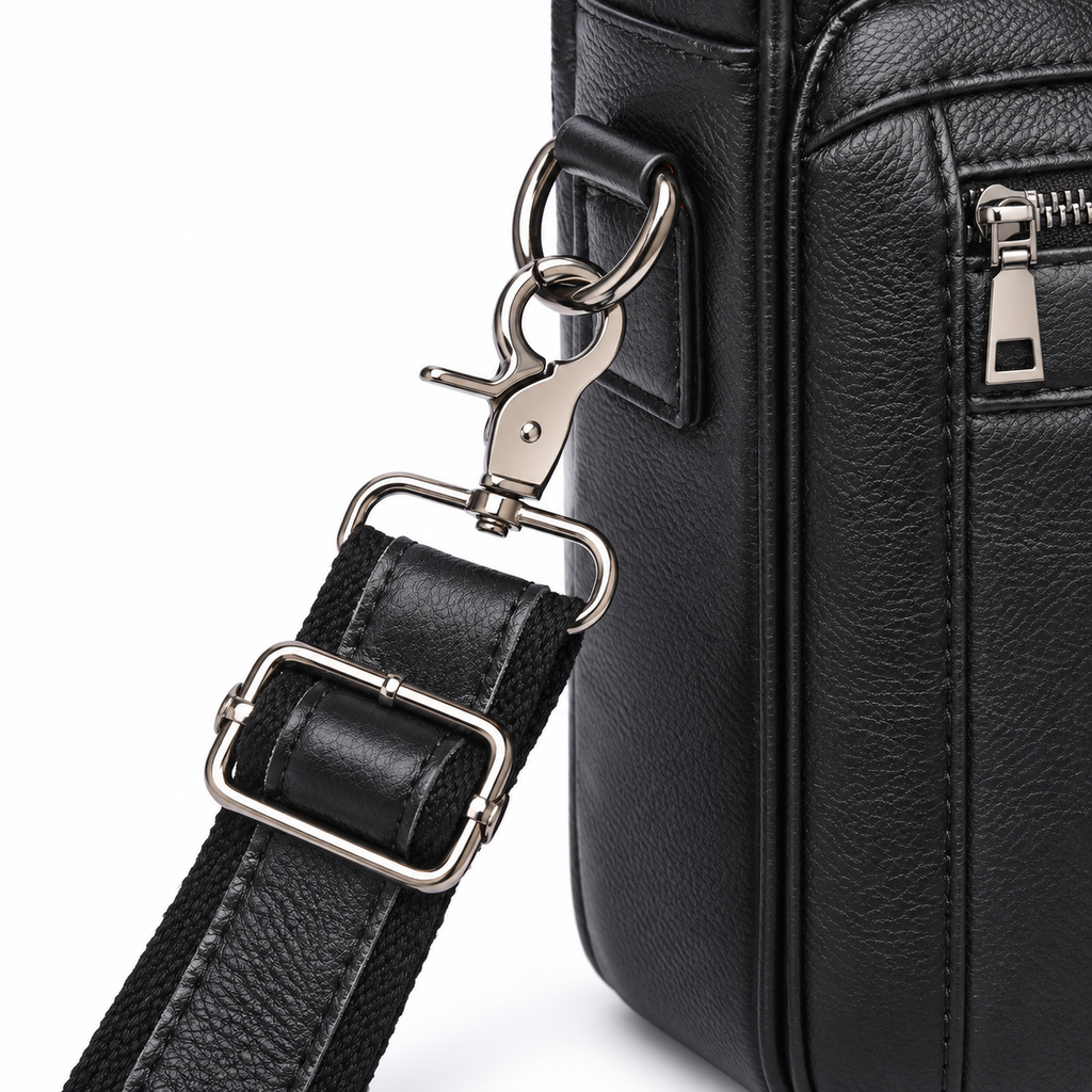 Sacoche Ordinateur Homme en Cuir de Vachette Noir 16 pouces, photo 4 sur 8