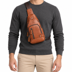 Sacoche Bandoulière Homme en Cuir Véritable à Port USB, photo 5 sur 5