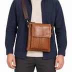 Sacoche Bandoulière Homme en Cuir de Vachette Huilé, photo 7 sur 7
