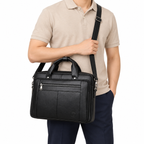 Sacoche Ordinateur Homme en Cuir de Vachette Noir 16 pouces, photo 7 sur 8