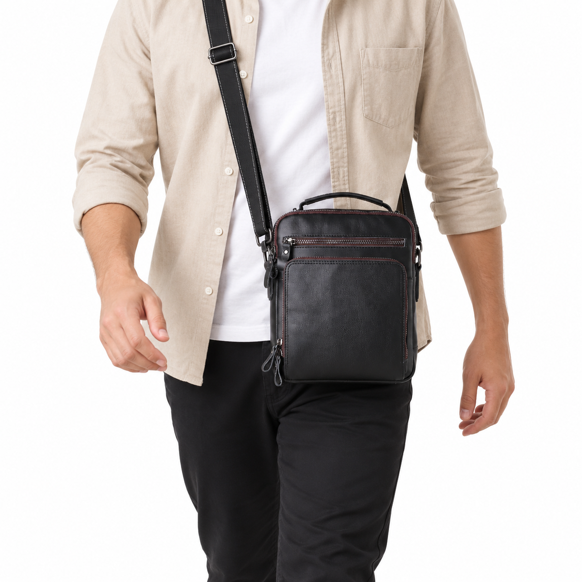 Sacoche Bandoulière Homme en Cuir Véritable, photo 10 sur 10