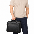 Sacoche Ordinateur Homme en Cuir de Vachette Noir 16 pouces, photo 8 sur 8
