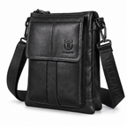 Sacoche Bandoulière Homme en Cuir de Vachette Huilé, coloris noir