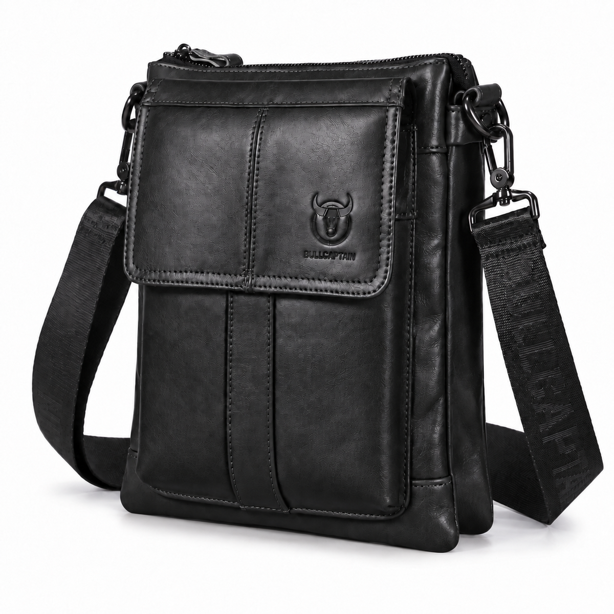 Sacoche Bandoulière Homme en Cuir de Vachette Huilé, coloris noir